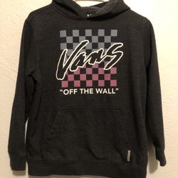 Vans Hoodie L Black Long Sleeves Off The Wall Pullover Hooded Sweatshirt