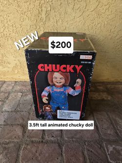 New sealed in box 3.5ft animated chucky doll