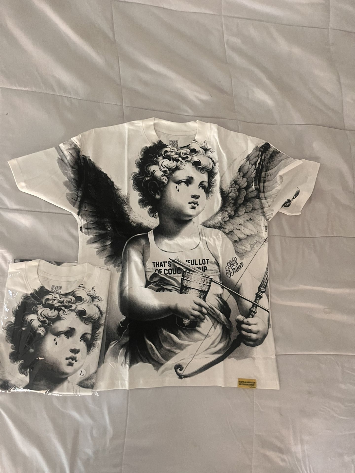ALOC white shirt with baby size large