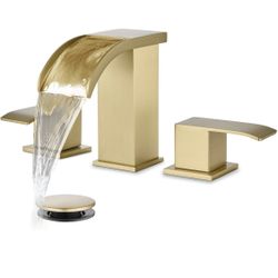gotonovo Waterfall 8 inch Widespread Bathroom Faucet Set Bathroom Sink Faucet 3 Hole 2 Handle Vanity Lavatory Deck Mount with Pop Up Drain and Water S