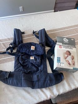 Blue Organic Ergo Baby Carrier with newborn insert