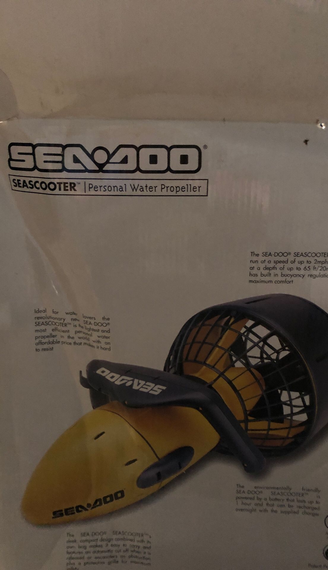 Sea Doo Sea Scooter personal water propeller. Never used brand new and brand new battery. Was a gift and will never use.