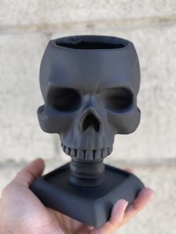 Halloween Black Skull Planter Decoration
