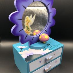 Disney Tinker Bell Mirrored Jewelry Box with drawers Pixie Dust 9” tall