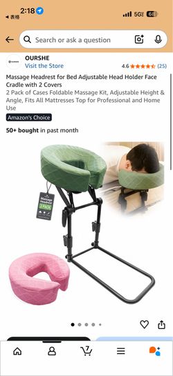 OURSHE Adjustable Massage Headrest for Bed with 2 Covers