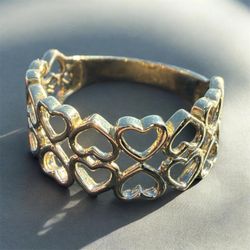 14K Gold Openwork Heart Band Ring