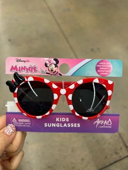 Licensed Disney Minnie Red and White Polka Dot Kids Sunglasses with Black Bow