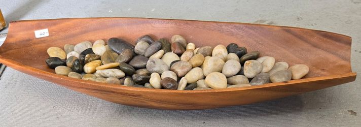Decorative Wooden Bowl. 24"L x 8.5 W. PLEASE READ DESCRIPTION