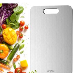 Titanium Cutting Board, 100% Pure Titanium Cutting Boards for Kitchen, Double-sided titanium cutting boards,separate raw and cooked food areas,non-tox