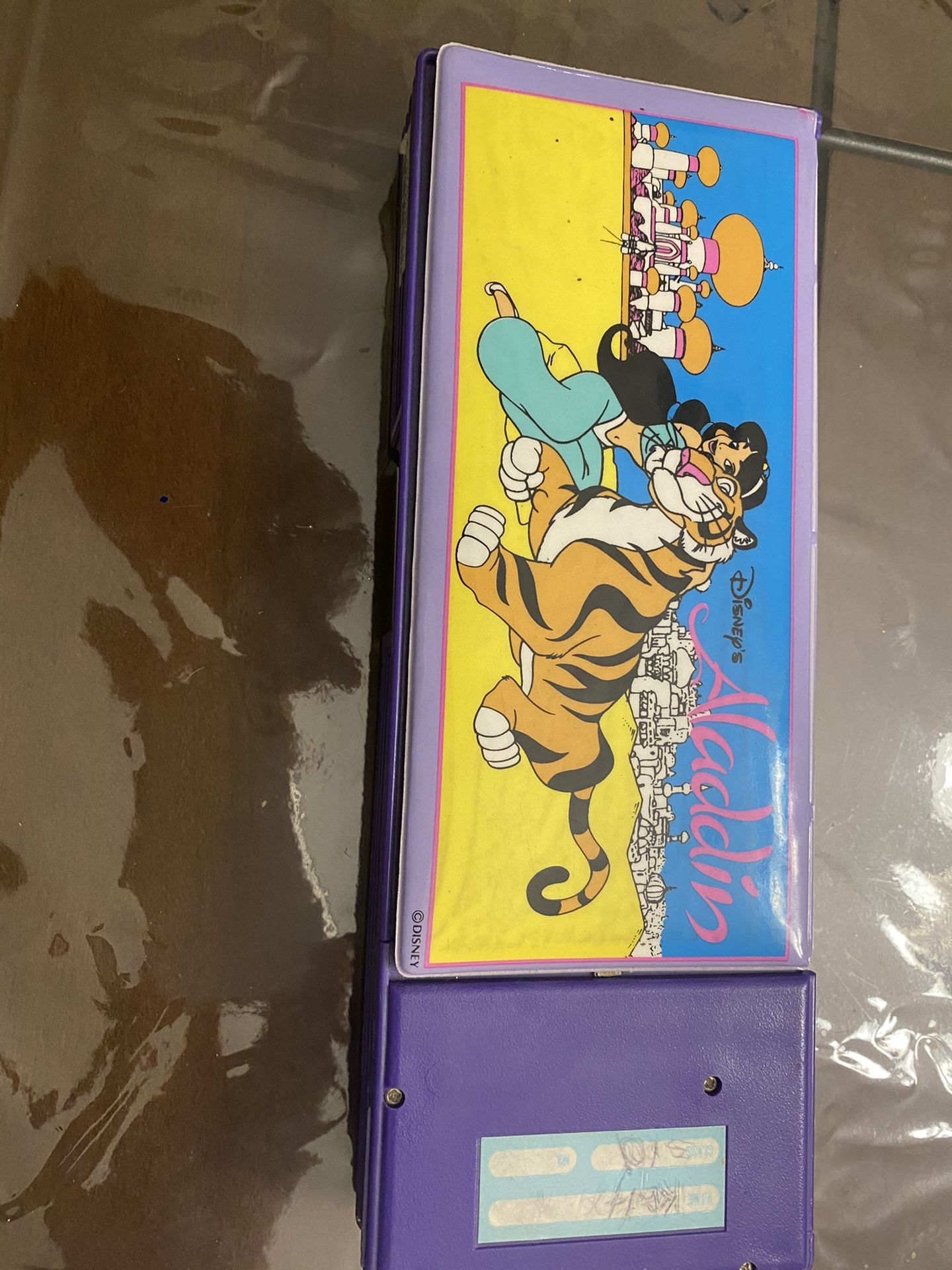 VTG 1990s Disney Aladdin Touch 7 Button Purple Pencil Case Storage Organizer