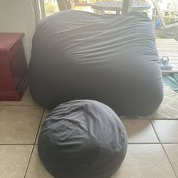 Double Moon Pod Bean Bag Chair And Footrest