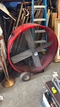 MAXX AIR Cooling Fan: 42 in Blade Dia, 120V AC, Mobile, 3/4 hp, Belt Drive, Steel