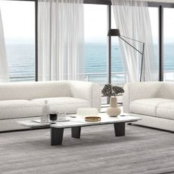 Brand New Plush Off White Modern Style Sofa & Loveseat