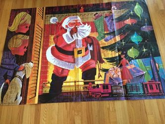 Vtg MCM Pet Milk HUGE Santa Paper Panorama Banner Poster w/Orig Sleeve