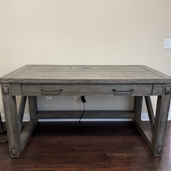Grey Finish Office Desk (Real Wood)