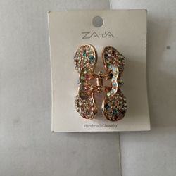  new butter hair clip with studded stone