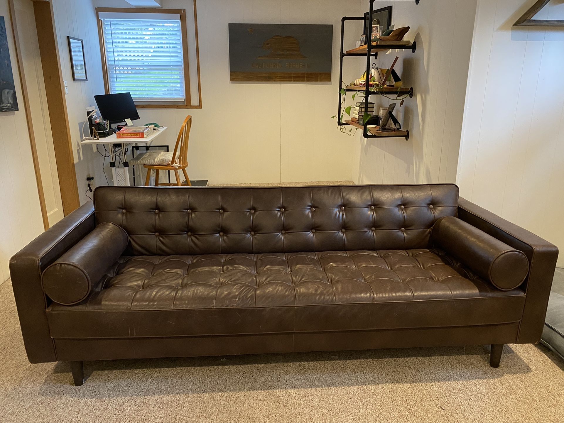 Mid Century Modern Brown Sofa