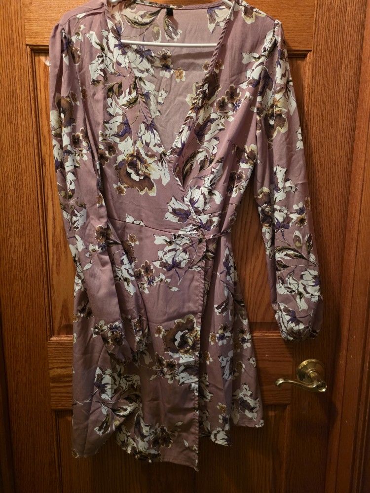 Purple Floral Wrap Dress