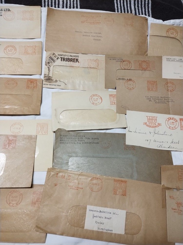 Stamp, cancelled Metered Mail postage. Vintage 1930's