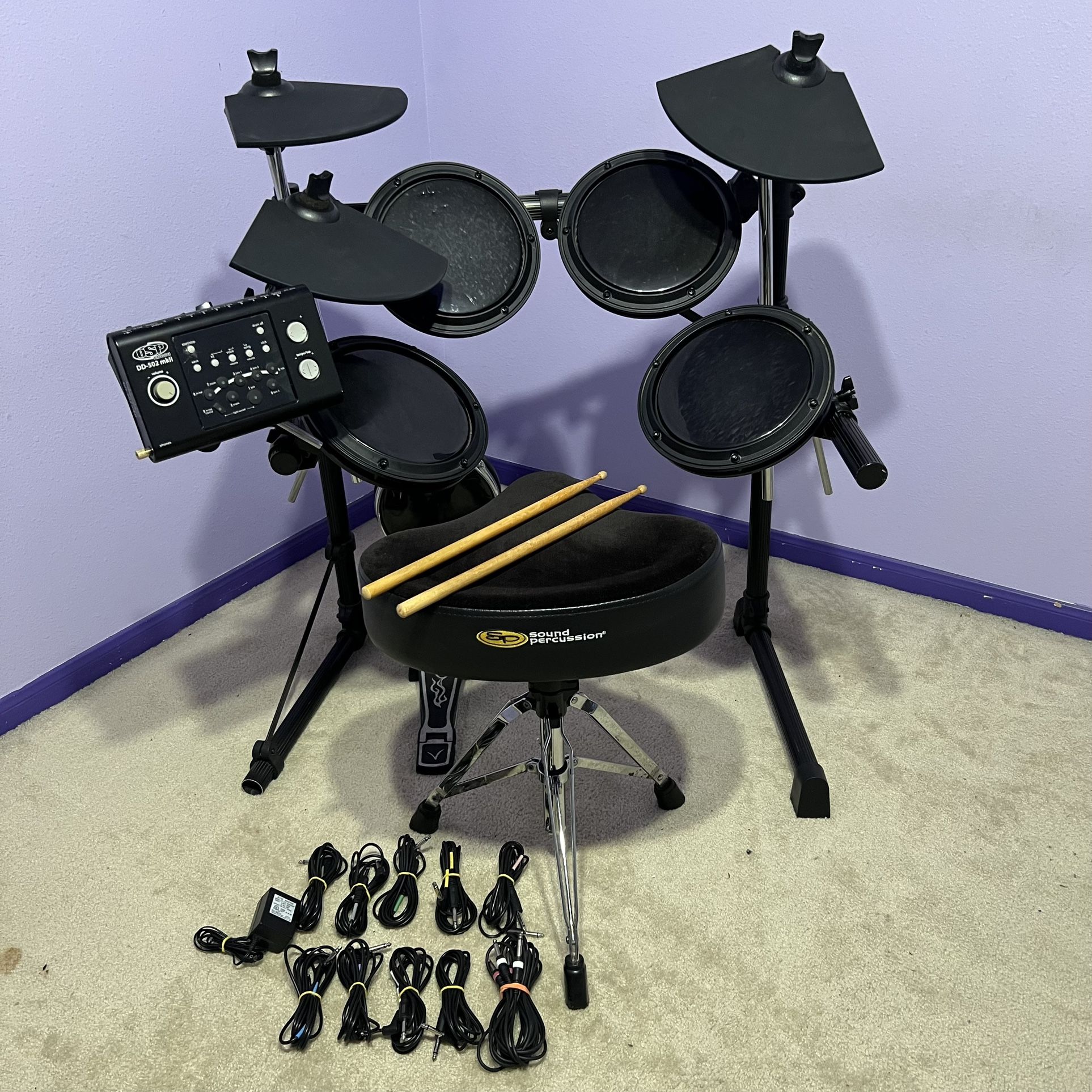 OSP DD-502MKII Electric Drum Set Complete w/ Stool & Sticks