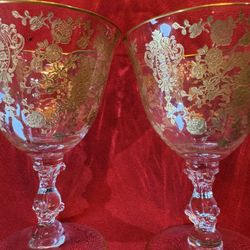 Vintage Cambridge “Rose Point Gold Encrusted Glassware