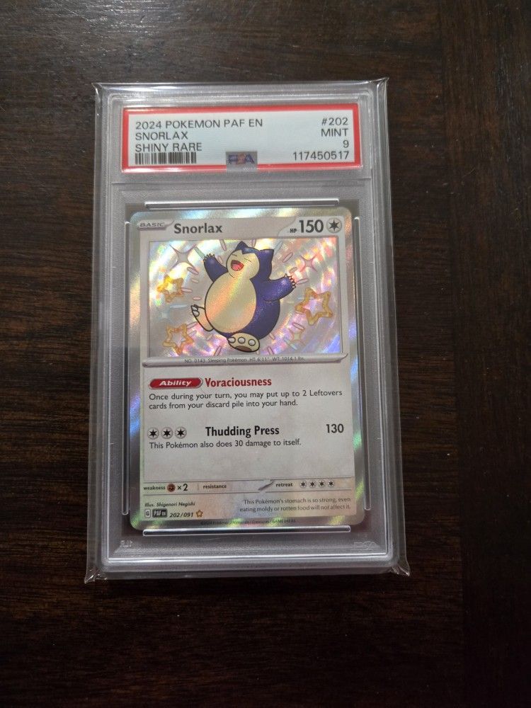 Pokémon Snorlax 202/091  Paldean Fates Holo (PSA 9) Card