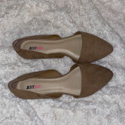 Beige Suede Flats 7.5