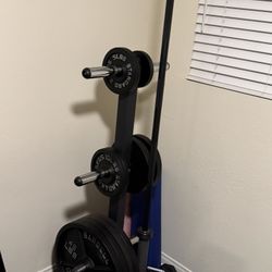 Weights, Power Bar, and Bar And Weight Plate Tree