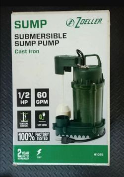 Zoeller Choice 1075 Submersible Sump Pump | 1/2 HP, 60 GPM | Model 1075-0001 B