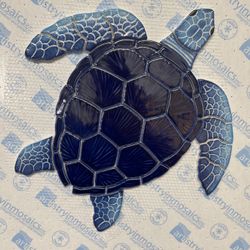 Turtle swimming pool mosaic. 15x15 Blue Loggerhead turtle. Available now in Tempe