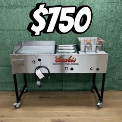 24” Griddle 3 Warming Trays & 2 Basket Deep Fryer | Includes Hose with Regulator & 2 Baskets