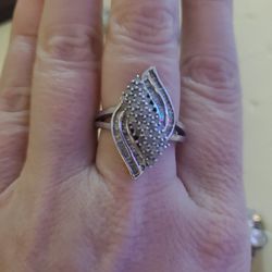 Lots Of Diamonds. Tested. .925 Silver Ring