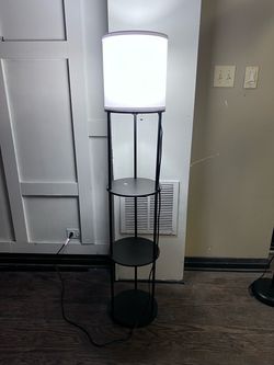 Black Floor Lamp with Shelves