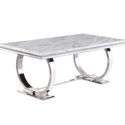 Lexington 70 in. L Rectangle White Faux Marble Dining Table