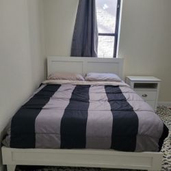 Double Framed Wood Platform Bed with Headboard