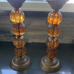 Vintage Amber Candlesticks 
