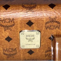 LARGE Authentic MCM Name Brand Logo Monogram Clam Cognac Sunglasses Hard Case  Only Italy Runway Shell High End Collectible Italian Original