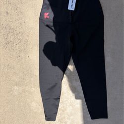 KUMAYES Sauna Sweat Pants Women XL Hook N Eye High Waist Trainer Leggings