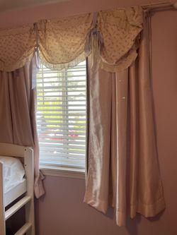 Light Pink Curtains With Curtain Valance