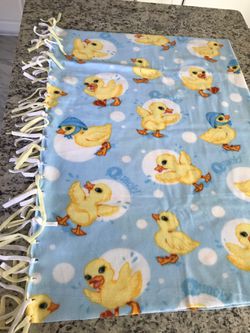 Handcrafted fleece blanket 3’x5’ ducks ducklings