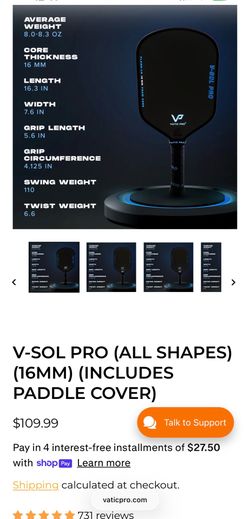 Vatic V-Sol Pro pickleball paddle