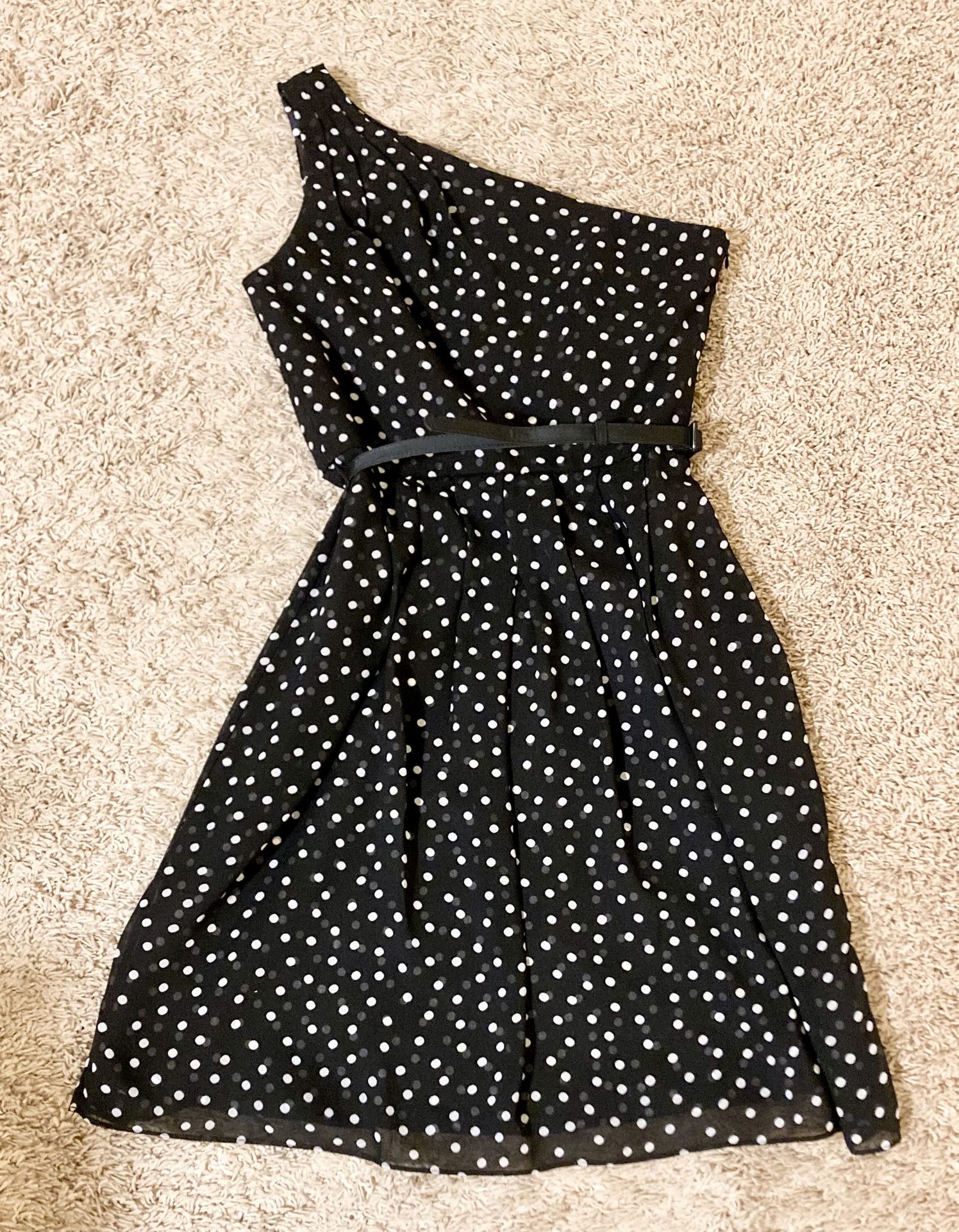One Shoulder Black & White Dress