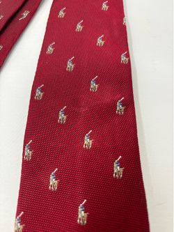 Vintage Polo Ralph Lauren Tie  Red Pony Logos Hand Made 100% Silk 1990s