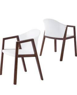 Wooden Dining Chairs Set of 2,Mid Century Modern Style Accent Chairs with Wood Arm & Legs, Side Chairs Arm Chairs for Living Room, Dining Room, Kitche