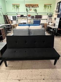 Convertible Futon Sofa Bed Small Couch w/ 5-Position Adjustable Backrest 62"L x 30"W - Black