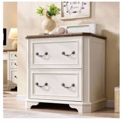 NEW - T4TREAM 2 Drawer File Cabinet-30 Wide Wooden Extended Desktop, Farmhouse Filing Cabinet with Smooth Rails, Holds Letter/Legal/A4, Hexagonal Desi