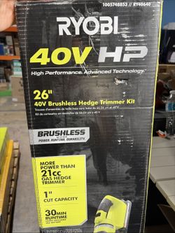 RYOBI 40V HP Brushless 26 in. Cordless Hedge Trimmer w/2.0Ah Battery & Charger