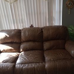 Leather Sofa Dual Incliners 