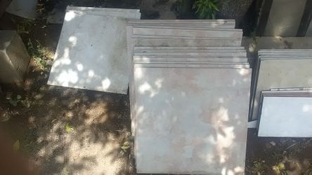 Tiles ,ceramic ,some white,some grey with redish/orange &some creamy grey ,assorted sizes enough for small room or other projects