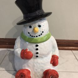 Christmas Snowman Cookie Jar *Chip on back*